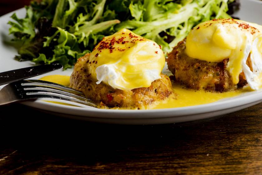 Crab cake benedict breakfast 