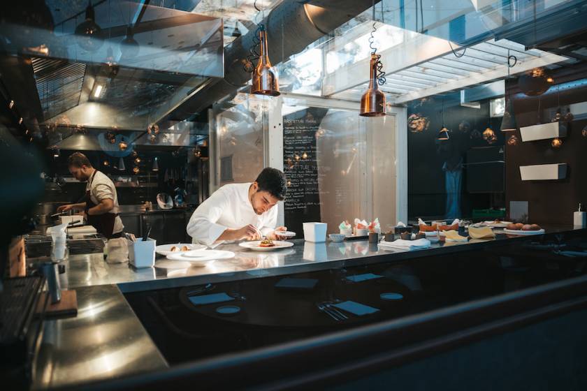 Open kitchen in a restaurant